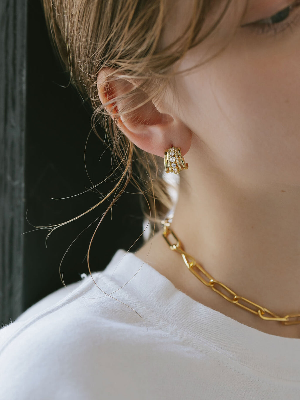 18K Gold Plated Sterling Silver Cascadea Glint Earrings | ELUNA-LUCE