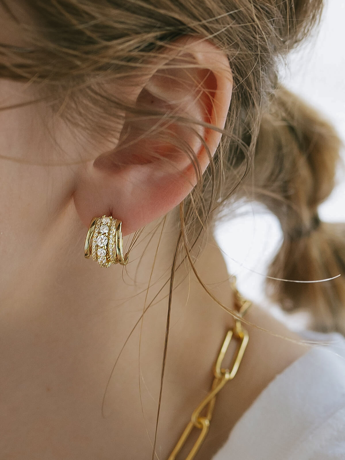 18K Gold Plated Sterling Silver Cascadea Glint Earrings | ELUNA-LUCE