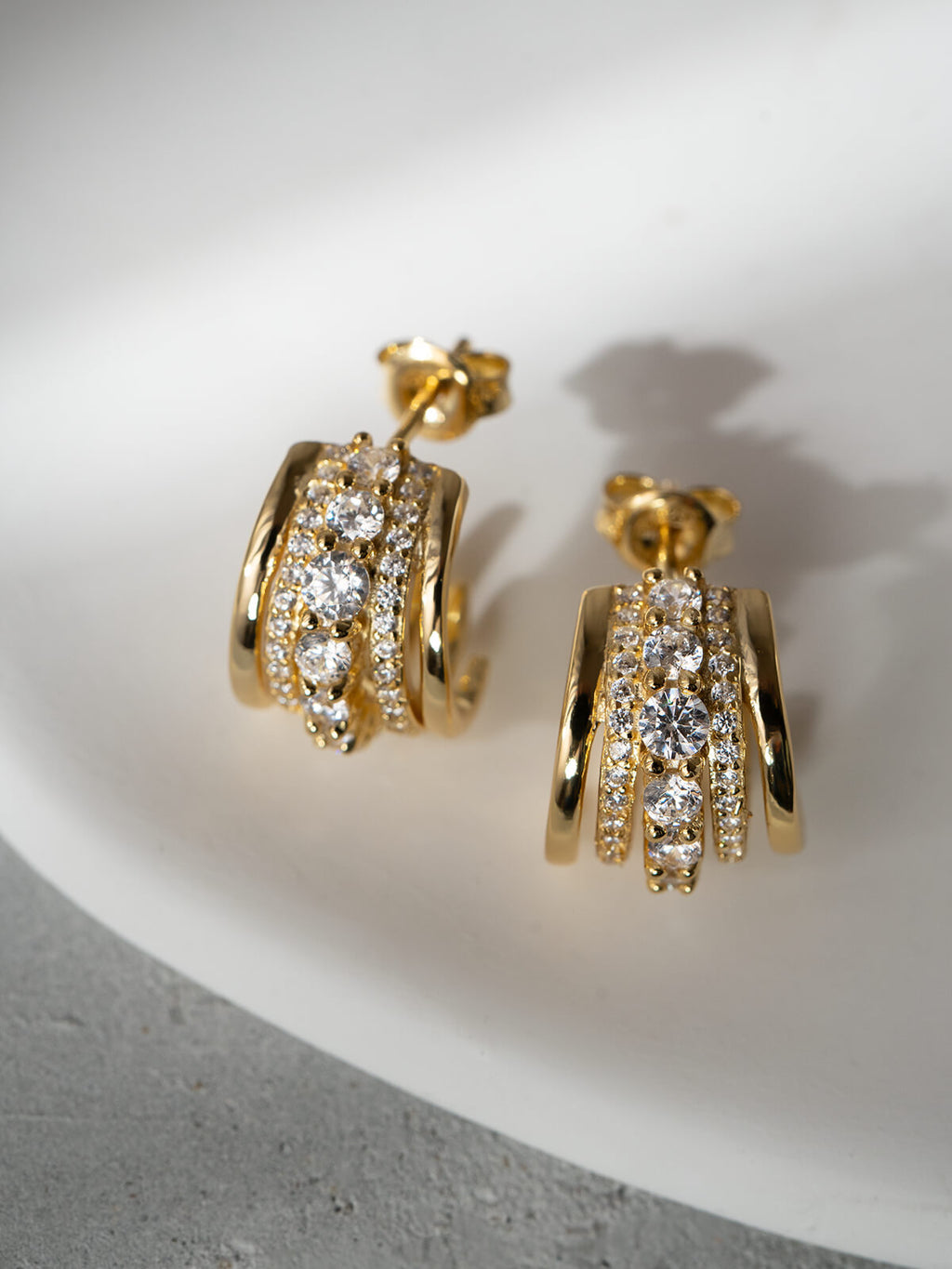 18K Gold Plated Sterling Silver Cascadea Glint Earrings | ELUNA-LUCE