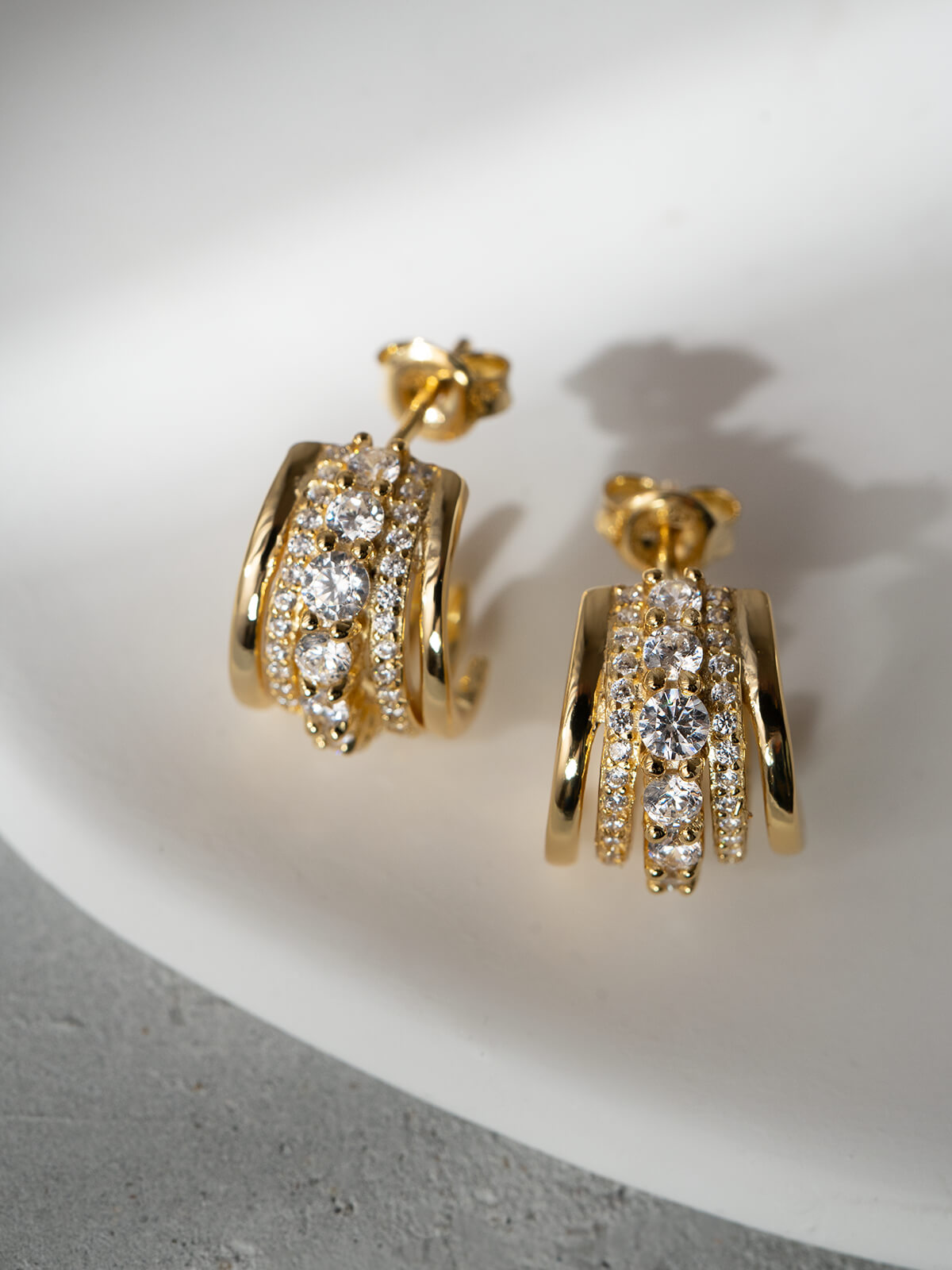 18K Gold Plated Sterling Silver Cascadea Glint Earrings | ELUNA-LUCE