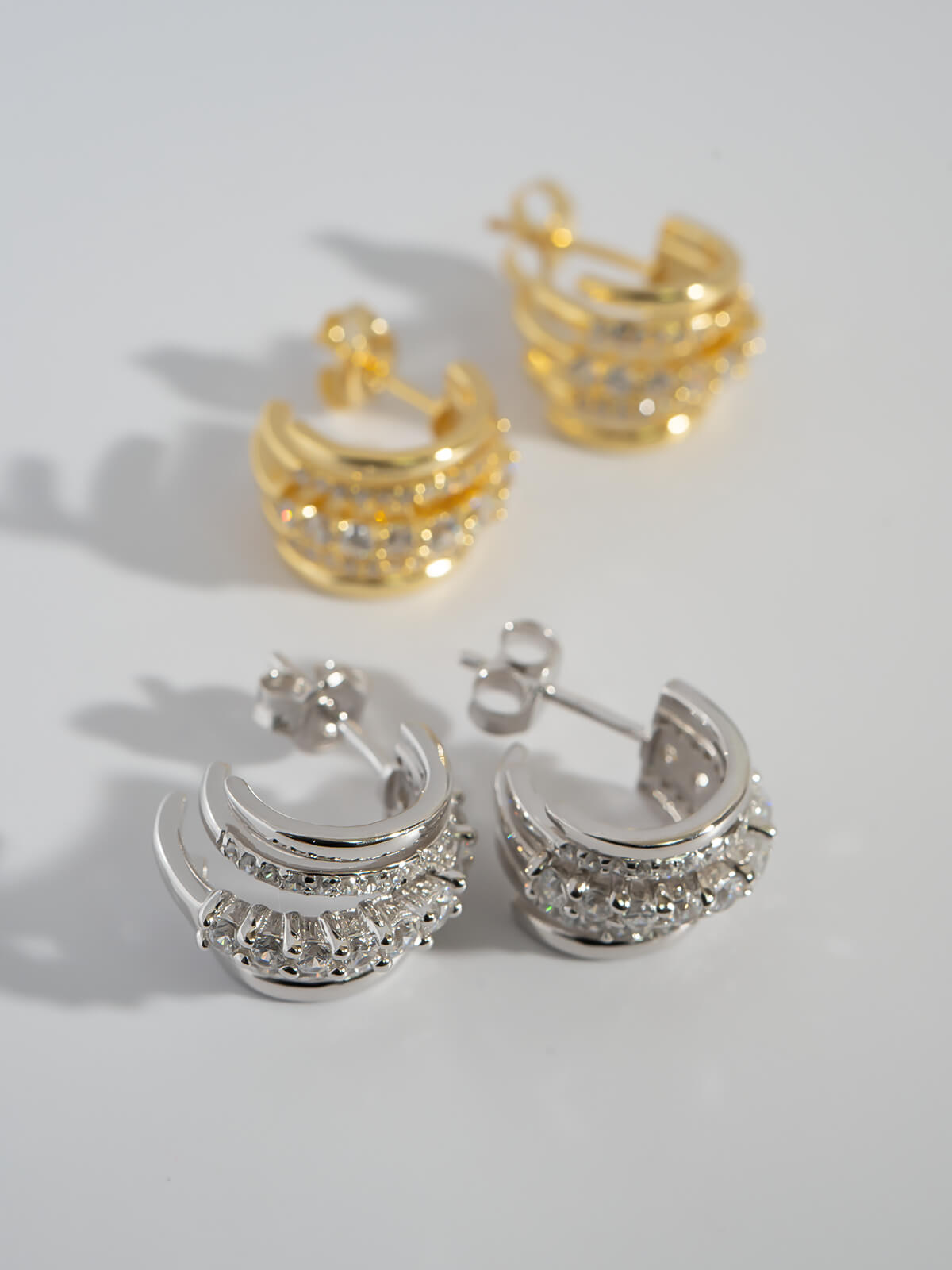 18K Gold Plated Sterling Silver Cascadea Glint Earrings | ELUNA-LUCE