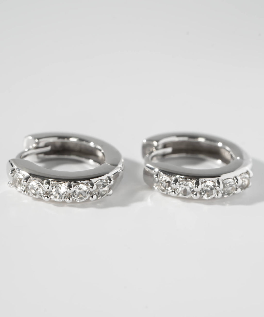 925 Sterling Silver Dazzling Hoop Earrings | ELVERIA