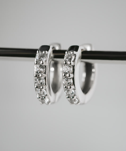 Silver925 Dazzling Hoop Earrings | ELVERIA-PE