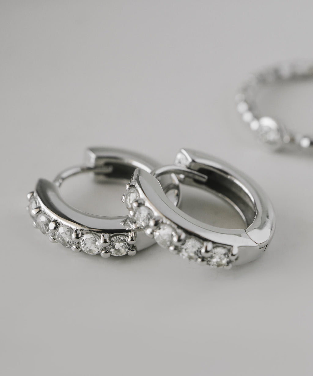 925 Sterling Silver Dazzling Hoop Earrings | ELVERIA