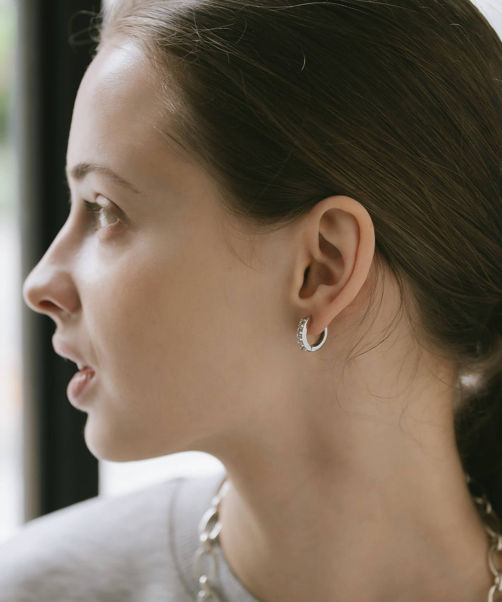 925 Sterling Silver Dazzling Hoop Earrings | ELVERIA