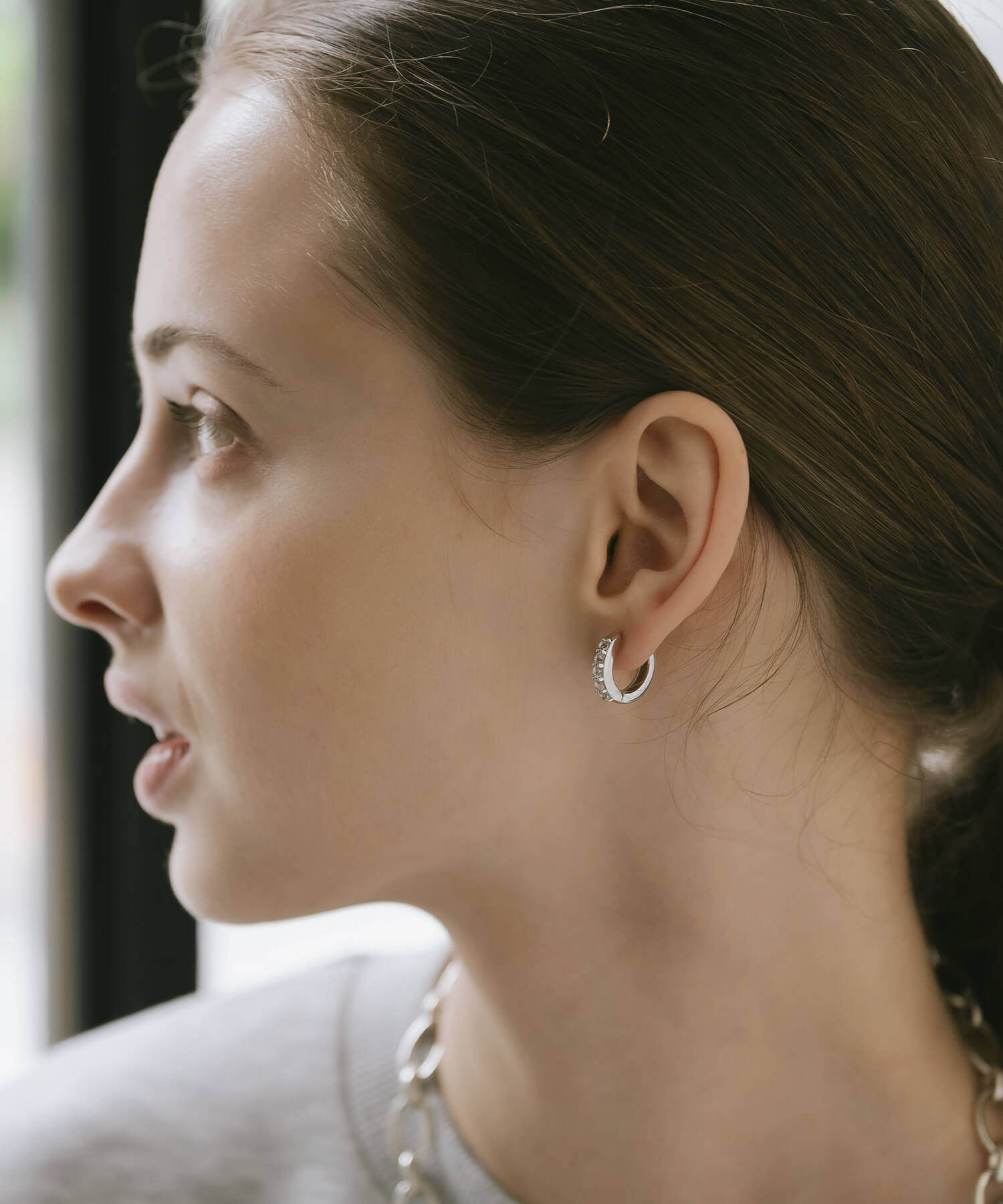 925 Sterling Silver Dazzling Hoop Earrings | ELVERIA