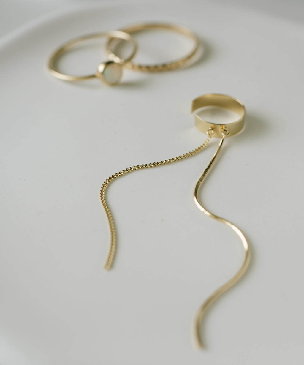 10K Gold Mix Chain Hoop Ear Cuff | ENLILLE-CODA
