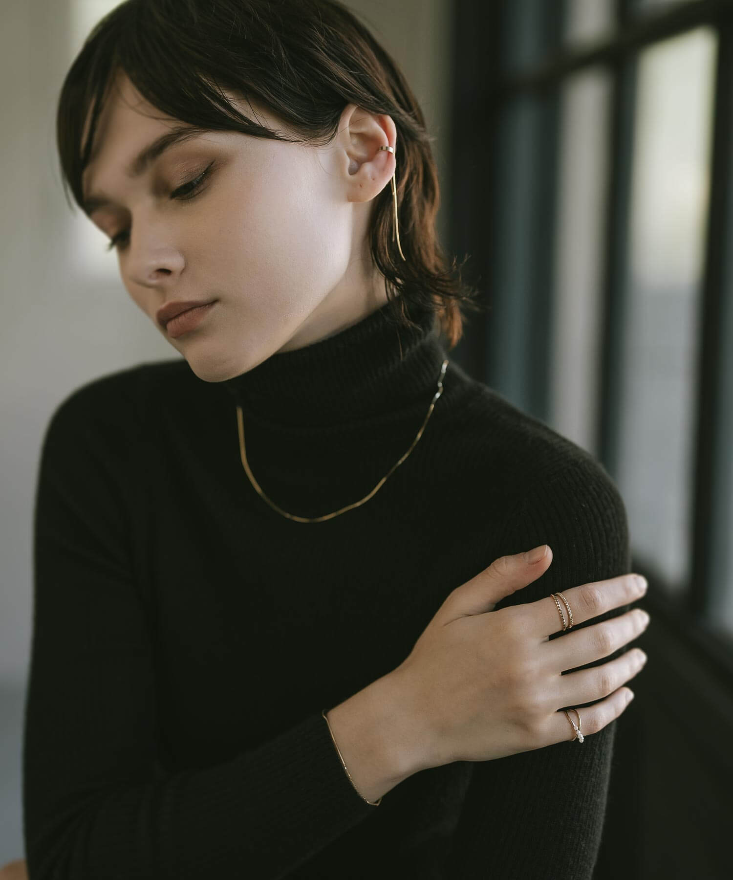 10K Gold Mix Chain Hoop Ear Cuff | ENLILLE-CODA