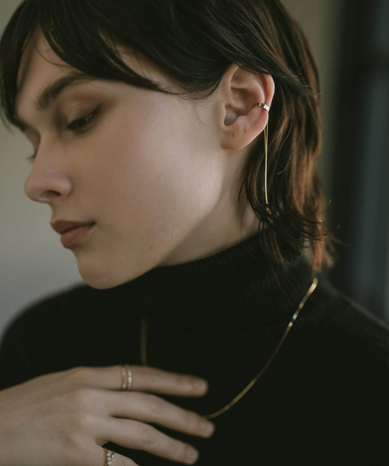 10K Gold Mix Chain Hoop Ear Cuff | ENLILLE-CODA