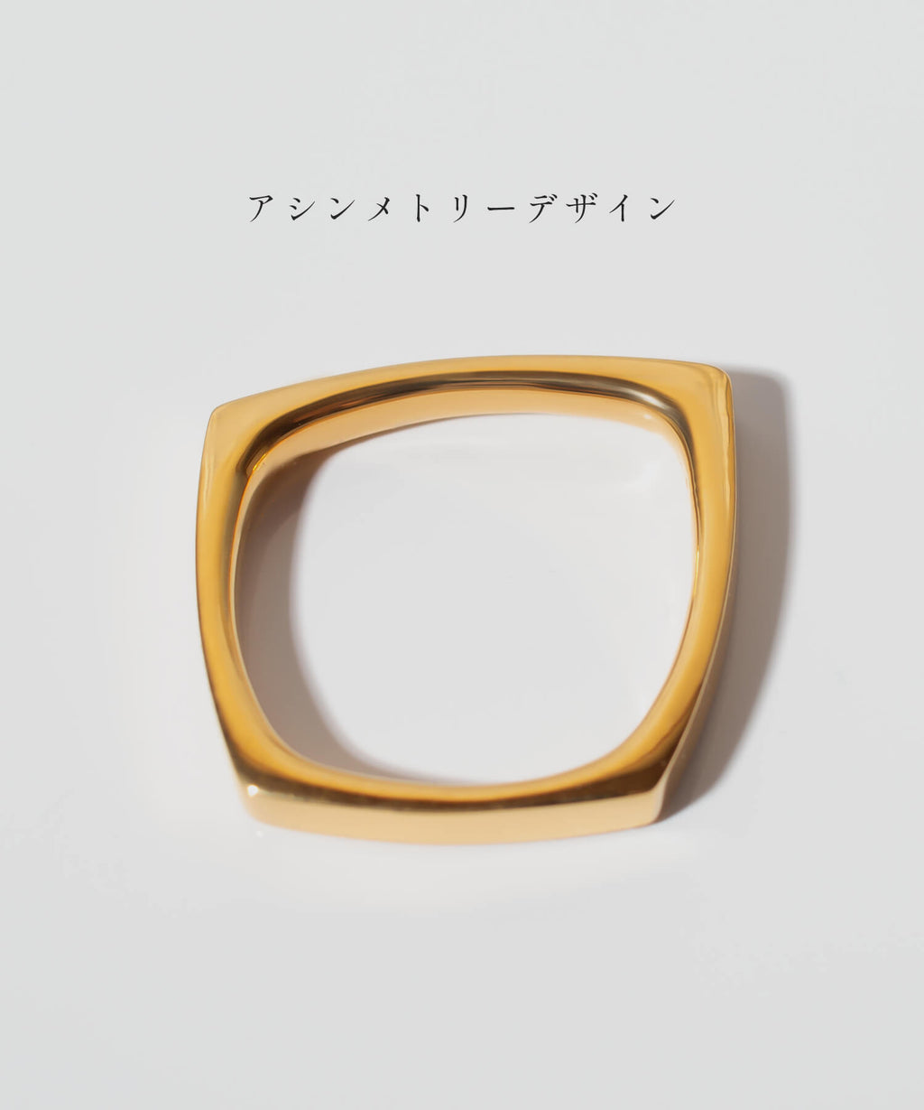 18K Gold Plated Sterling Silver Curvy Square Ring | EOLOU