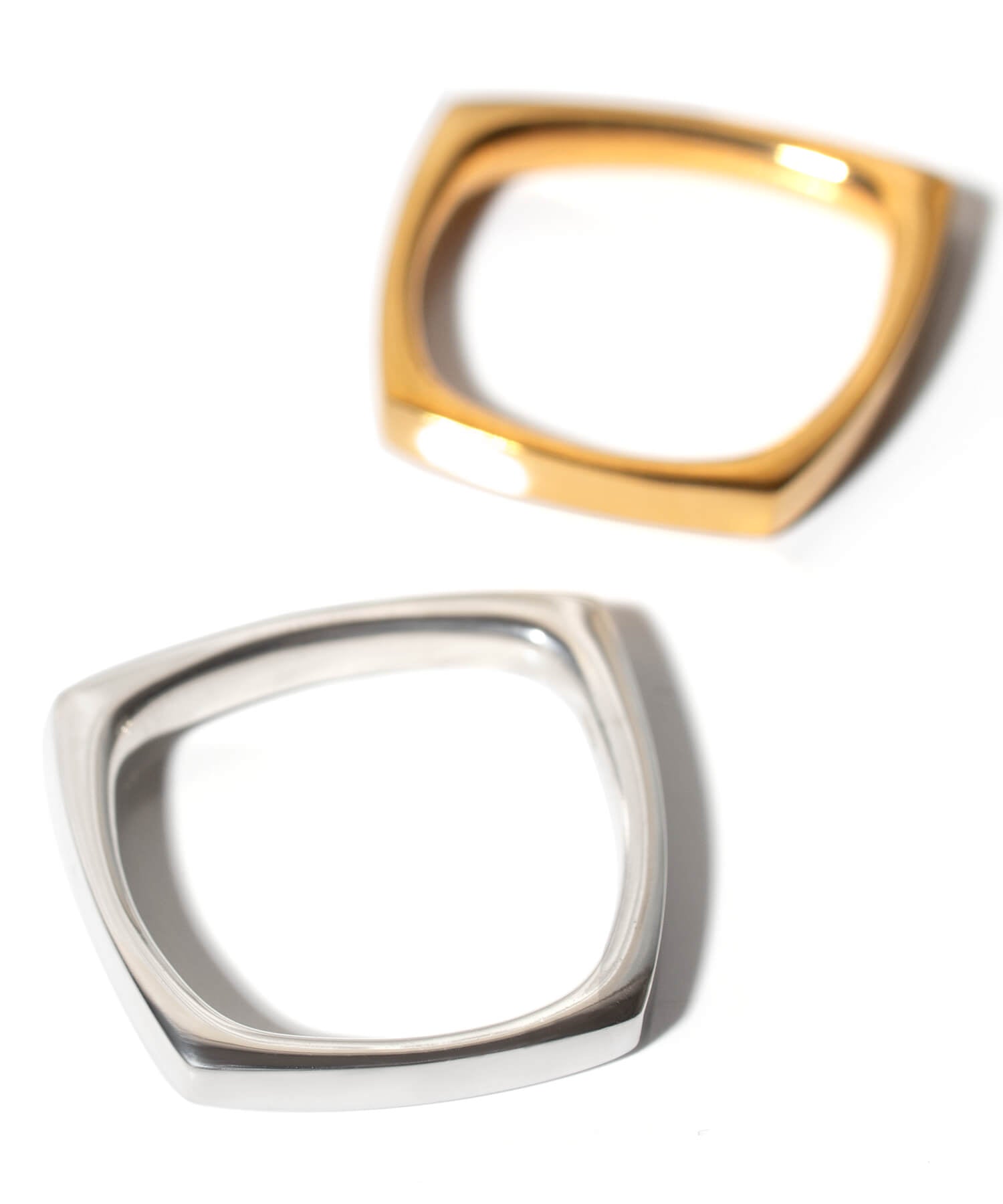 18K Gold Plated Sterling Silver Curvy Square Ring | EOLOU