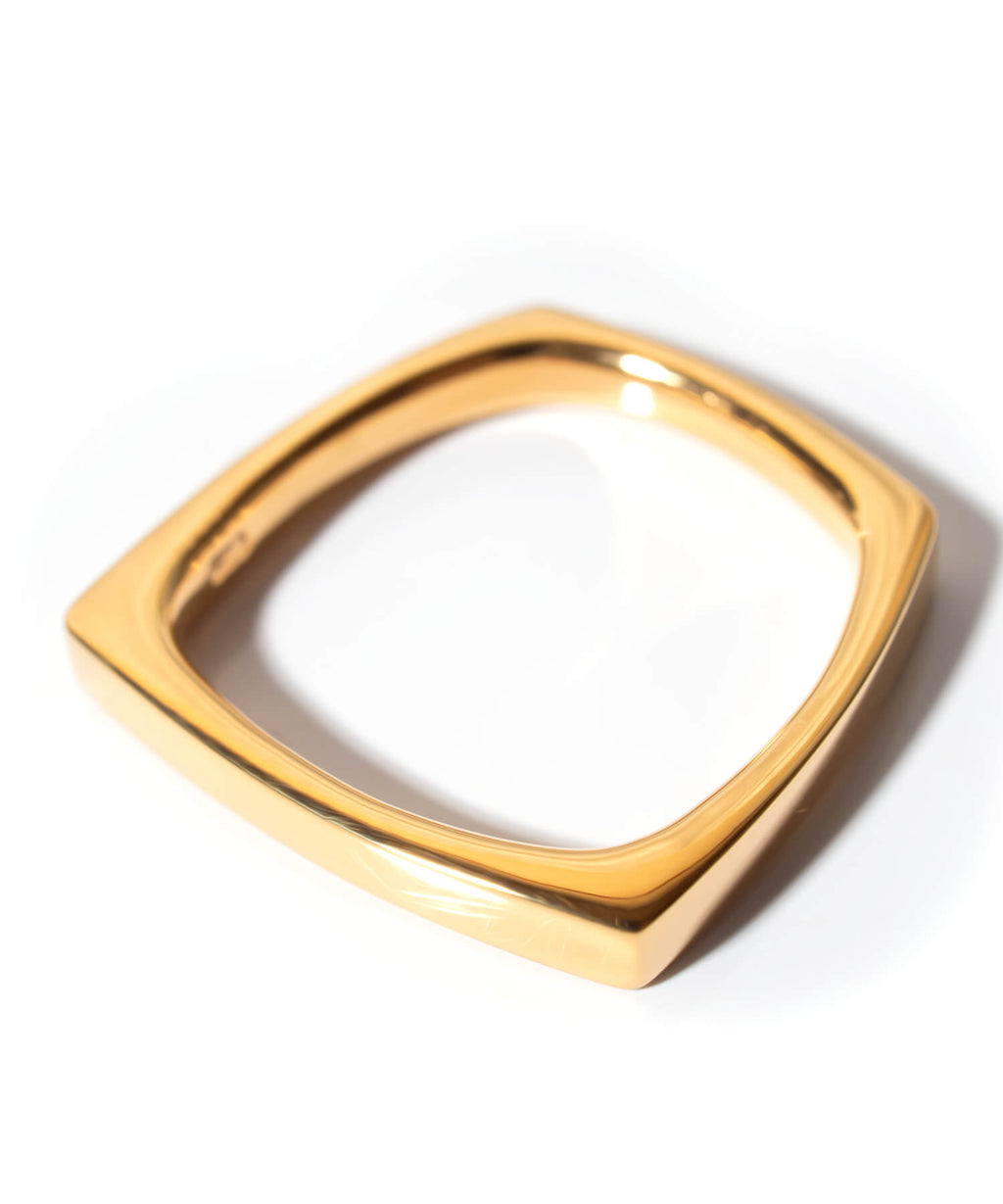 18K Gold Plated Sterling Silver Curvy Square Ring | EOLOU