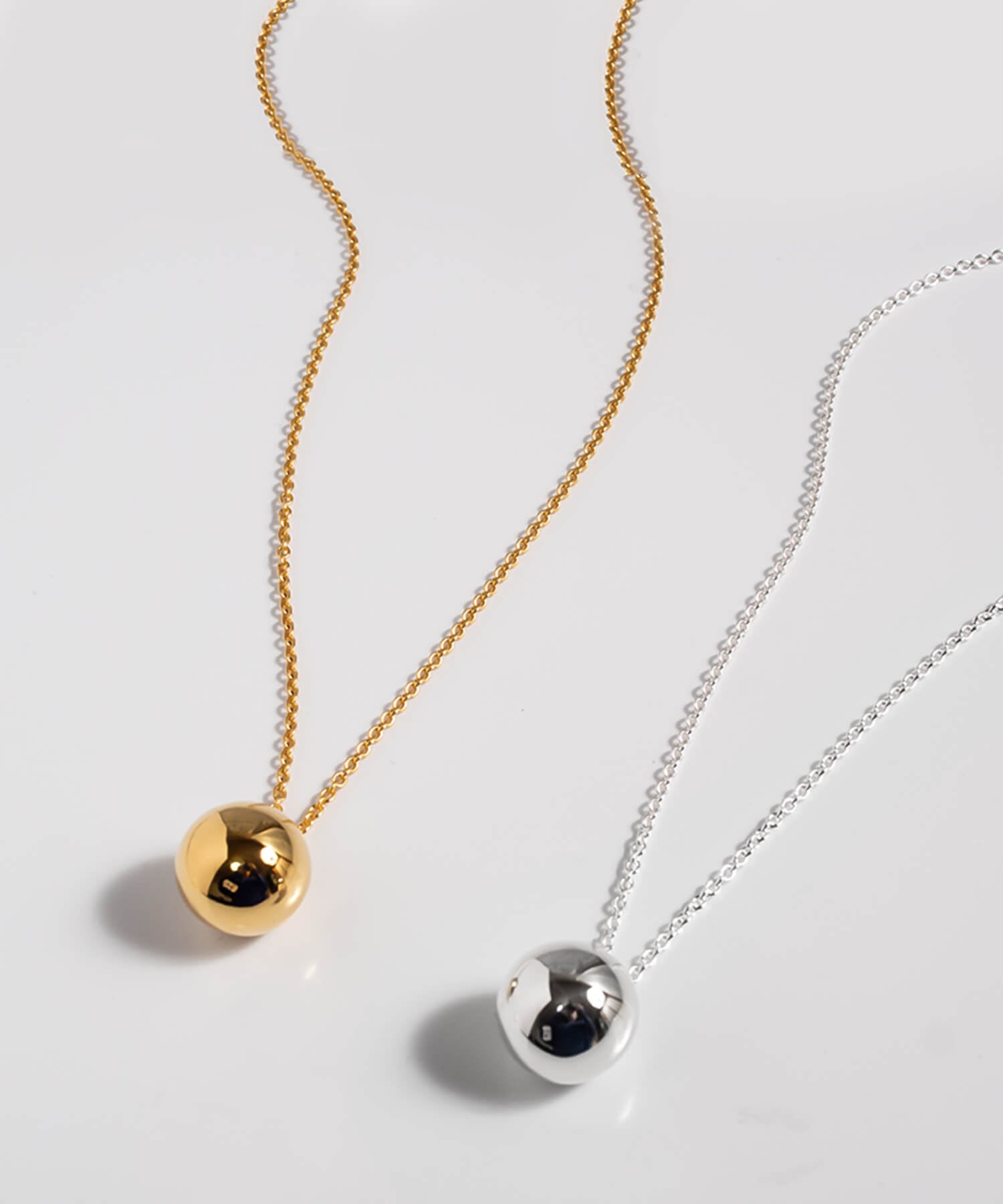 18K Gold Plated Sterling Silver Round Ball Long Necklace | FAFAO