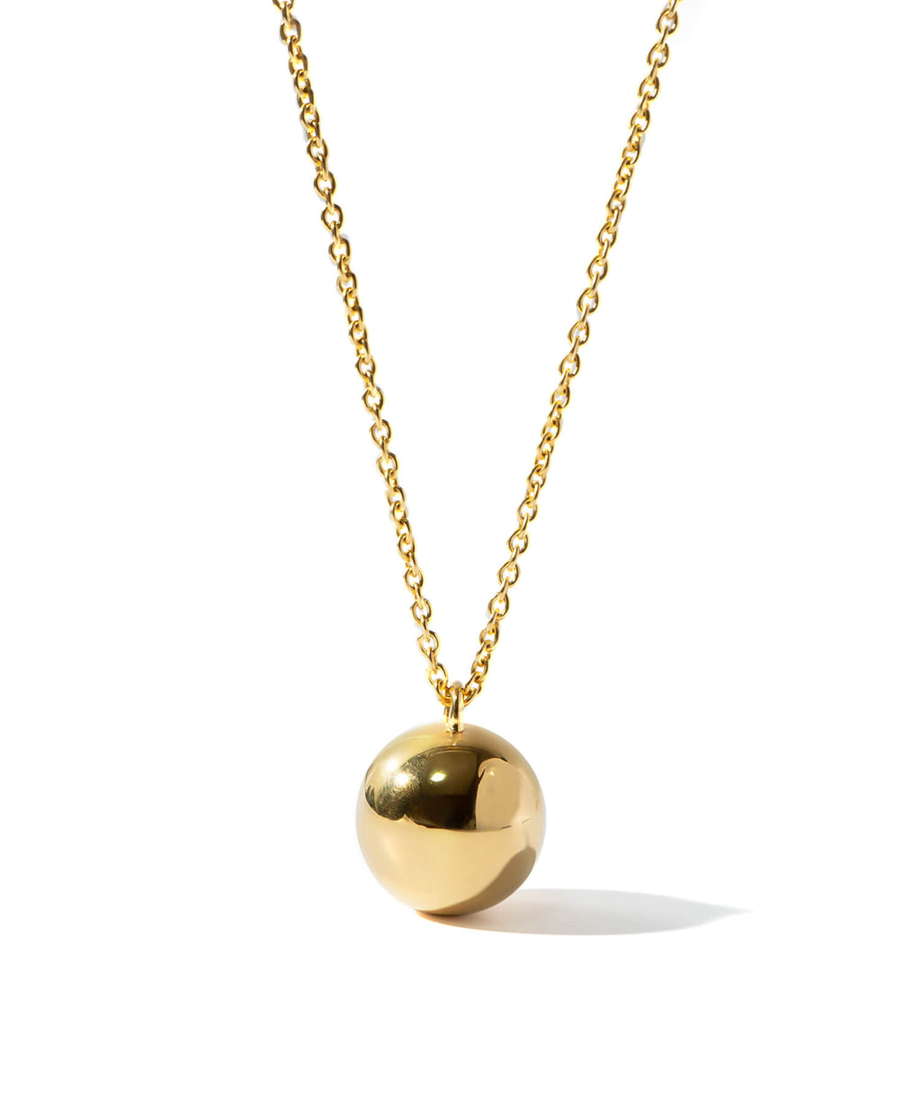 18K Gold Plated Sterling Silver Round Ball Long Necklace | FAFAO