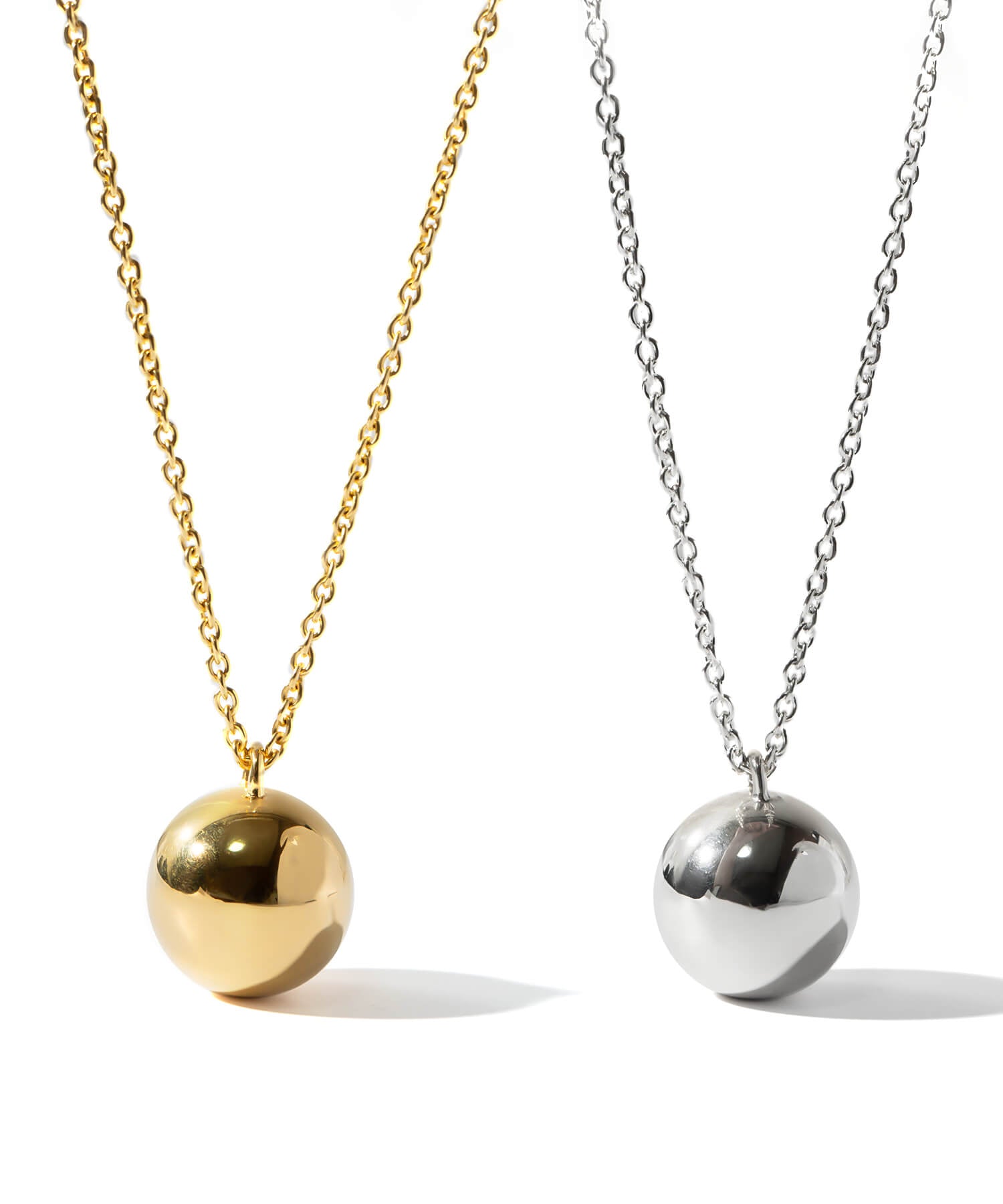 18K Gold Plated Sterling Silver Round Ball Long Necklace | FAFAO