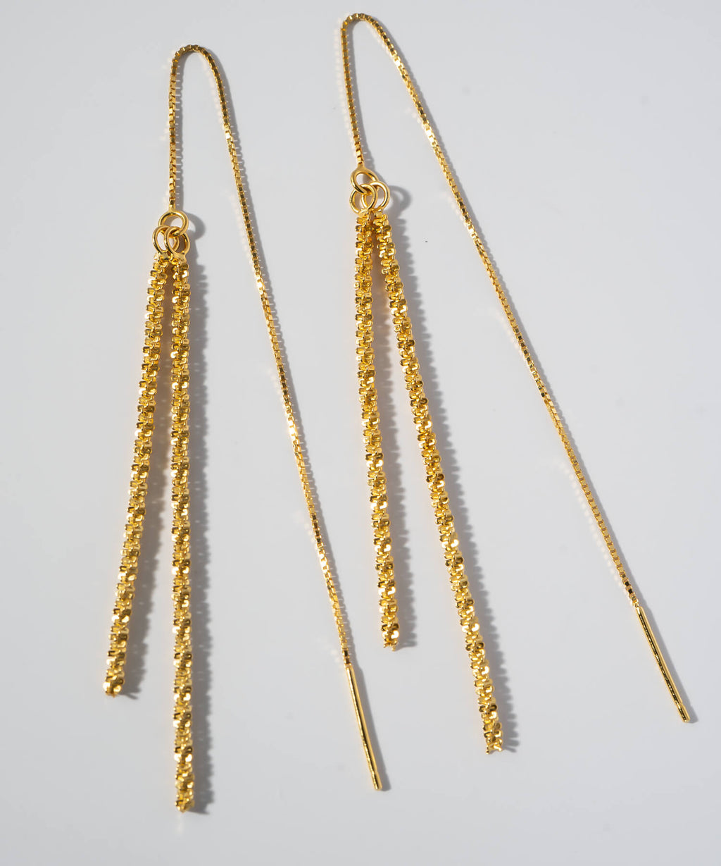 18K Gold Plated Sterling Silver Tassel Earrings | FILARA