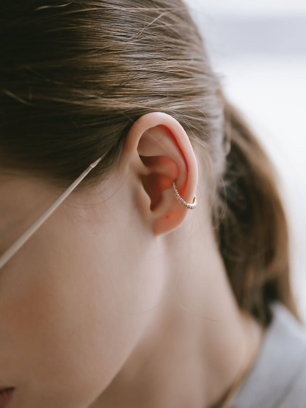 10K Gold Gemstone Elegant Hoop Earcuff | FLONE