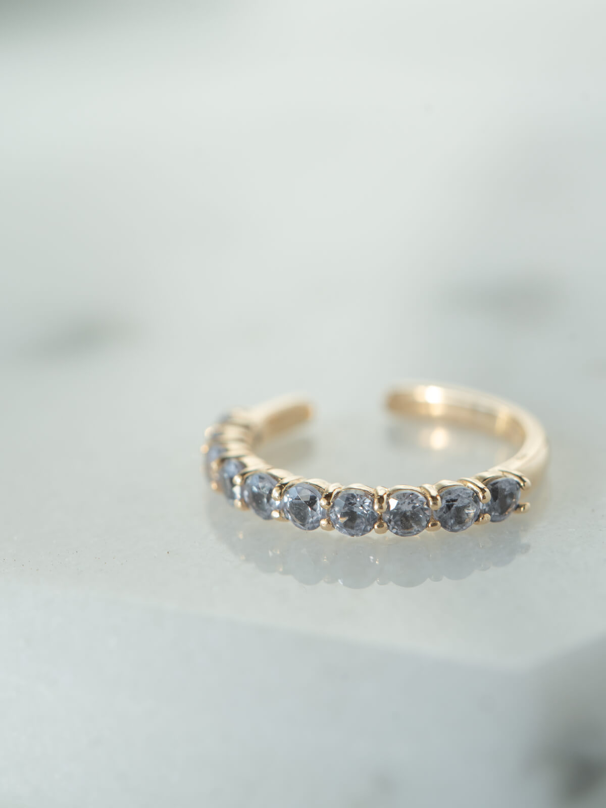 10K Gold Gemstone Elegant Hoop Earcuff | FLONE