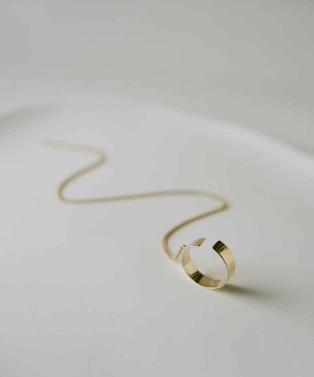 10K Gold Flat Hoop Chain Ear Cuff | FLUX-FLAT