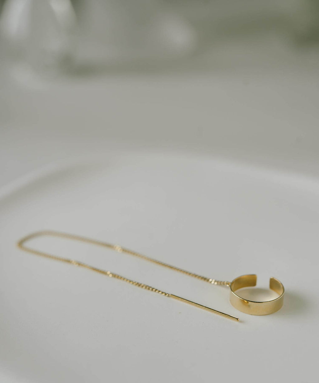 10K Gold Flat Hoop Chain Ear Cuff | FLUX-FLAT