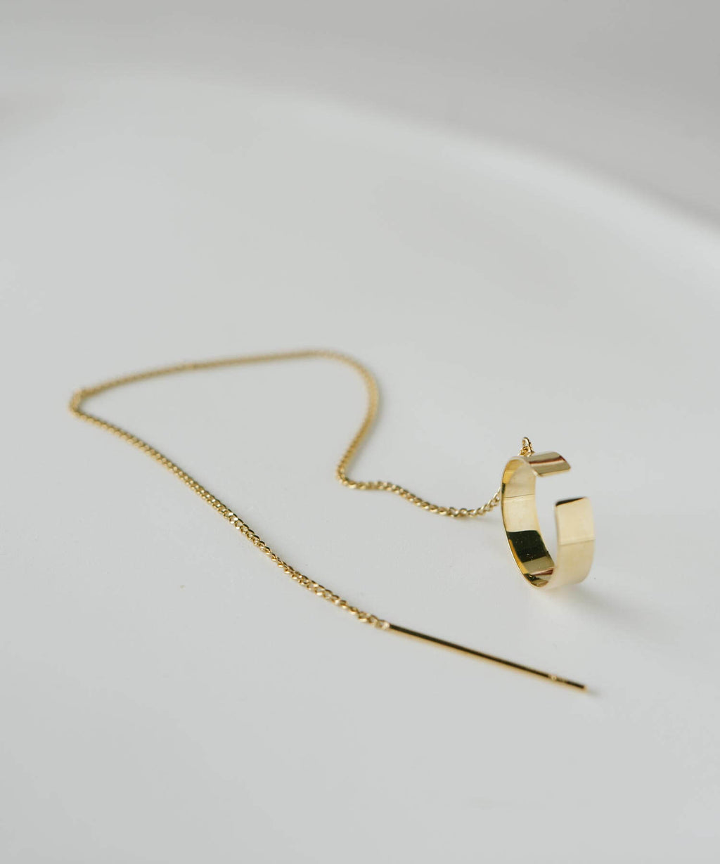 10K Gold Flat Hoop Chain Ear Cuff | FLUX-FLAT