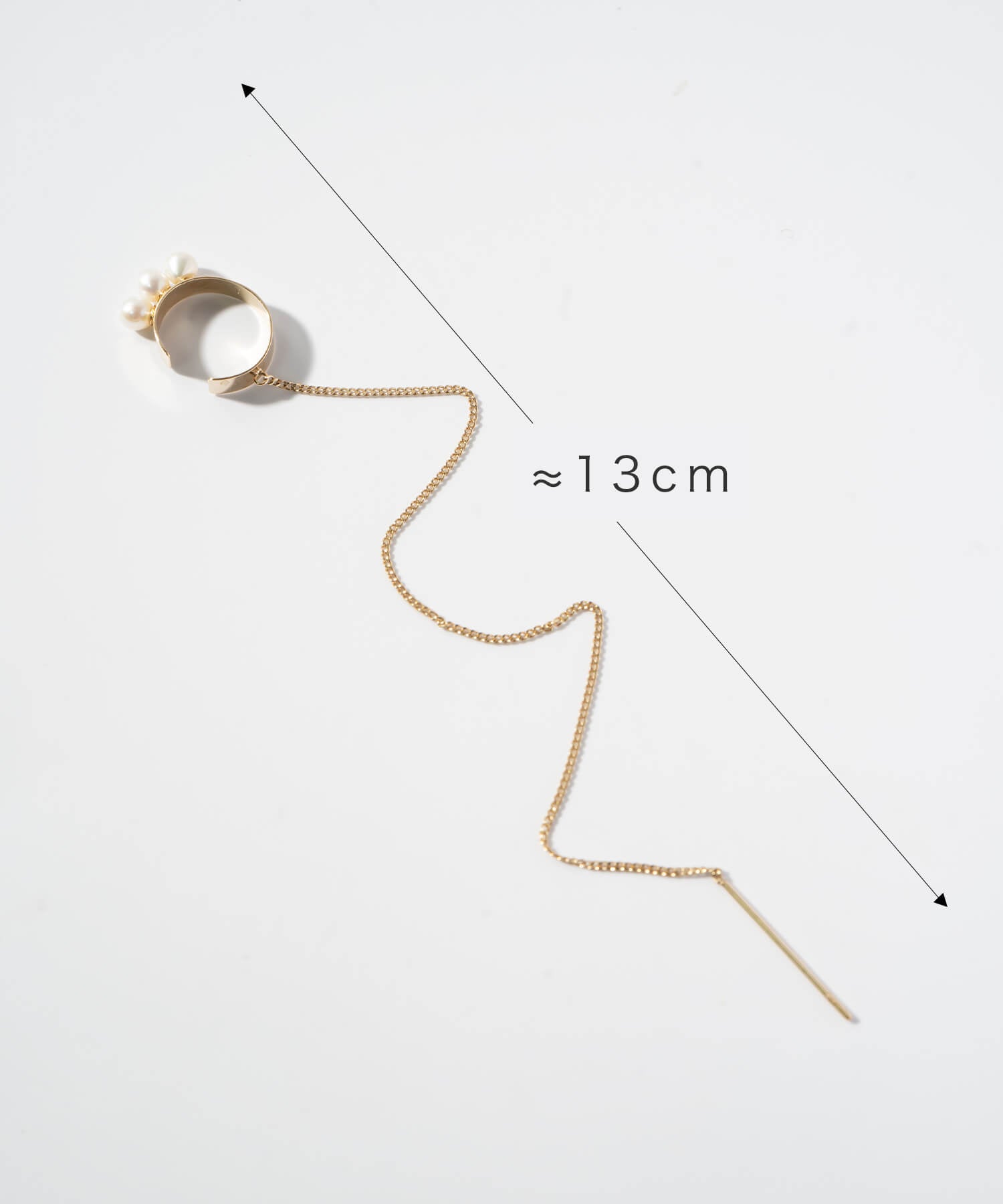 10K Gold Hoop Chain Pearl Ear Cuff | FLUX-PEARL
