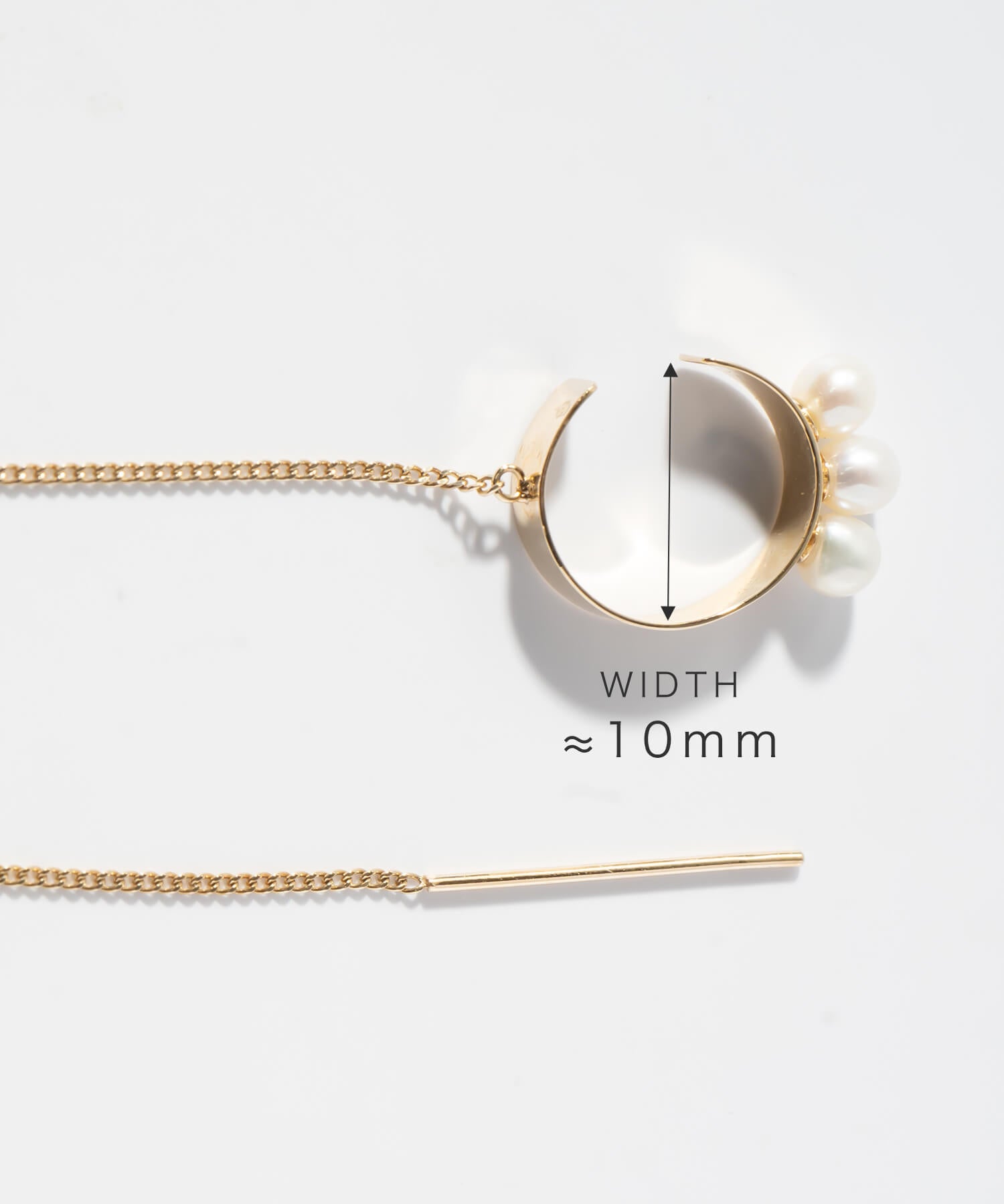 10K Gold Hoop Chain Pearl Ear Cuff | FLUX-PEARL