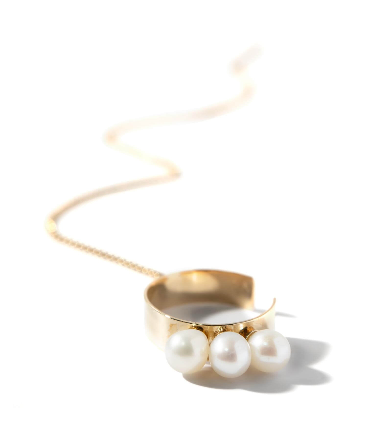 10K Gold Hoop Chain Pearl Ear Cuff | FLUX-PEARL