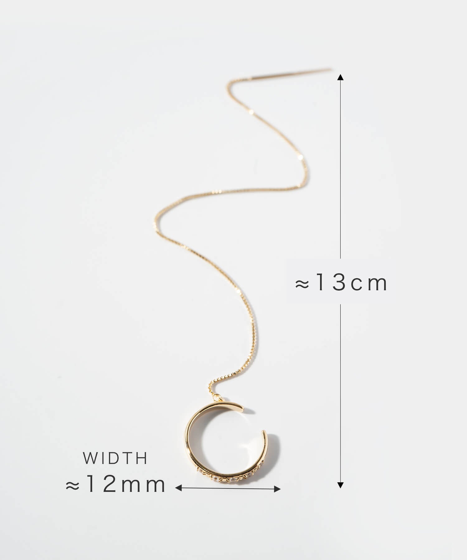 10K Gold Cubic Zirconia Hoop Chain Ear Cuff | FLUX-STR