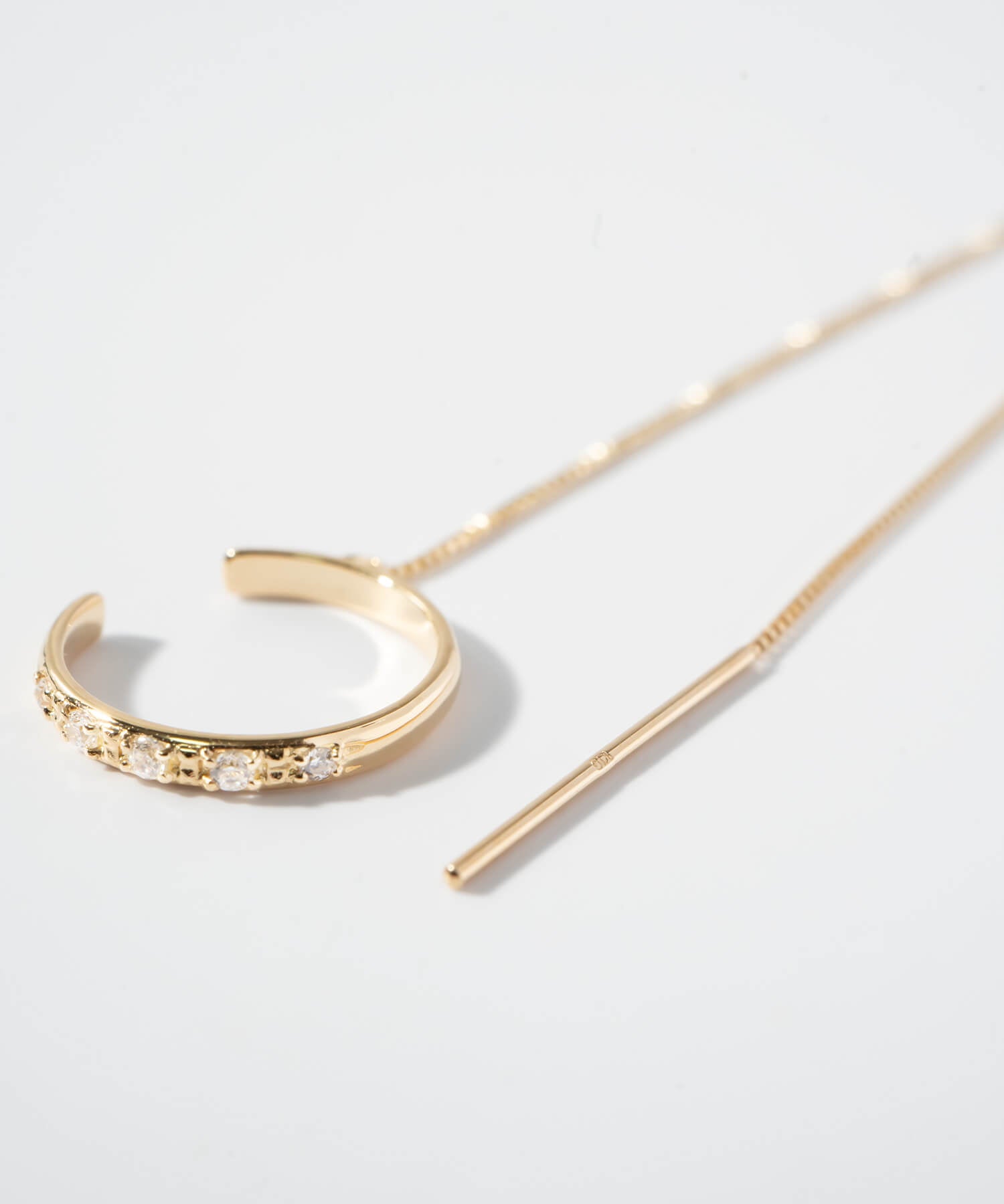 10K Gold Cubic Zirconia Hoop Chain Ear Cuff | FLUX-STR