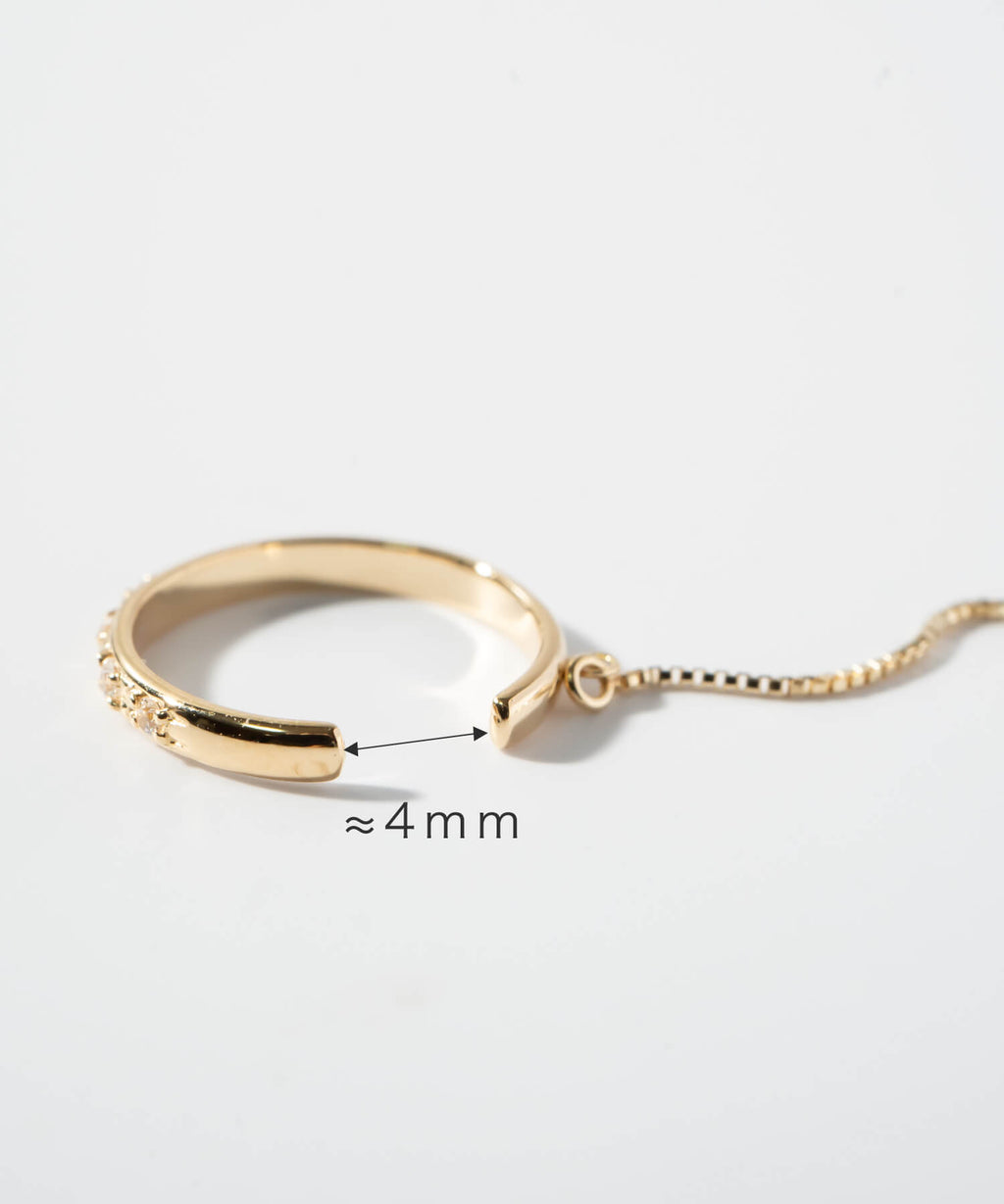 10K Gold Cubic Zirconia Hoop Chain Ear Cuff | FLUX-STR