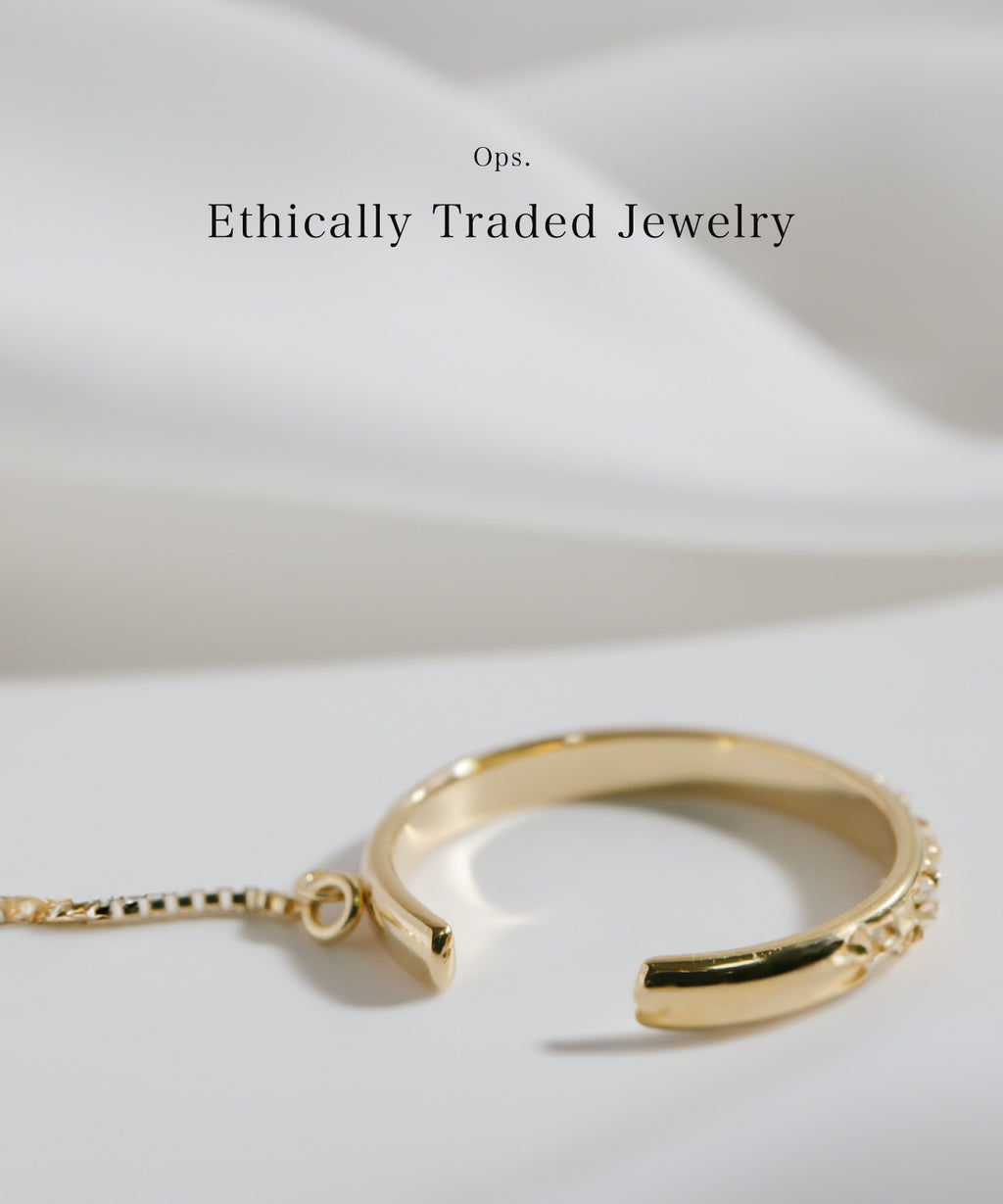 10K Gold Cubic Zirconia Hoop Chain Ear Cuff | FLUX-STR