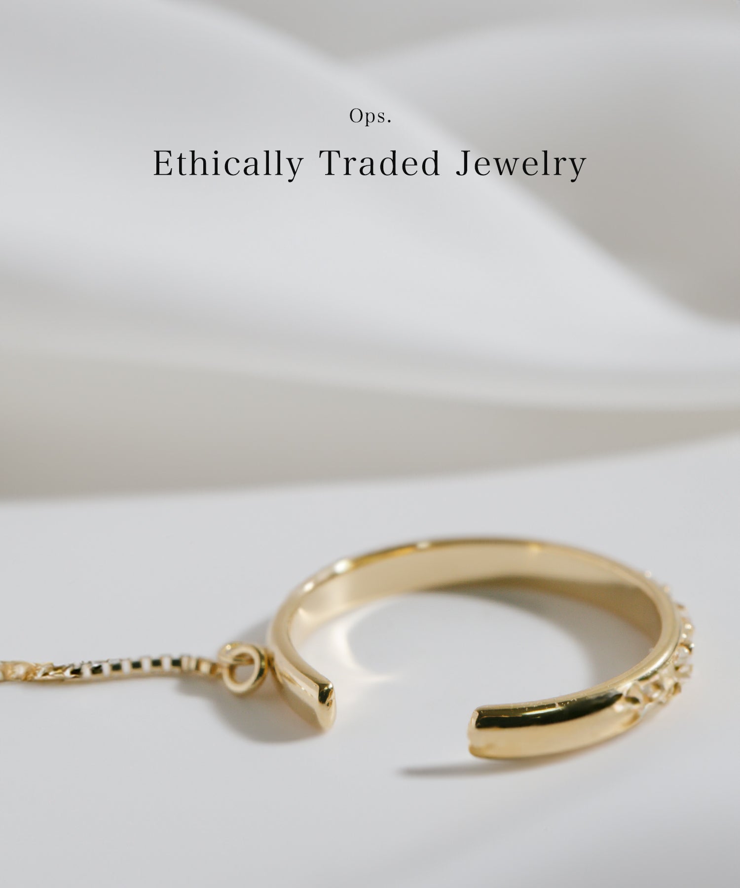 10K Gold Cubic Zirconia Hoop Chain Ear Cuff | FLUX-STR