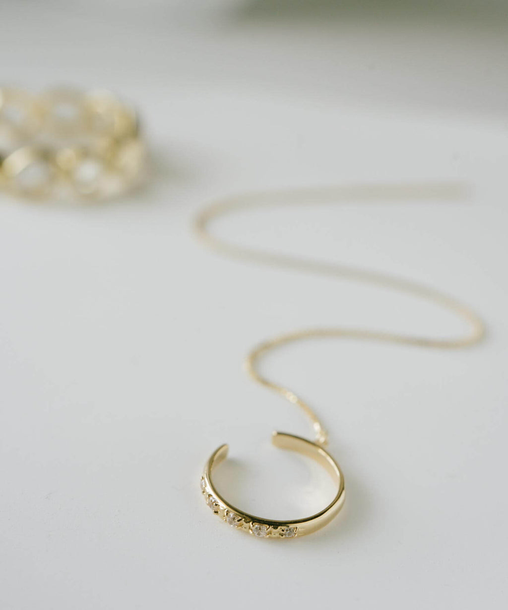 10K Gold Cubic Zirconia Hoop Chain Ear Cuff | FLUX-STR