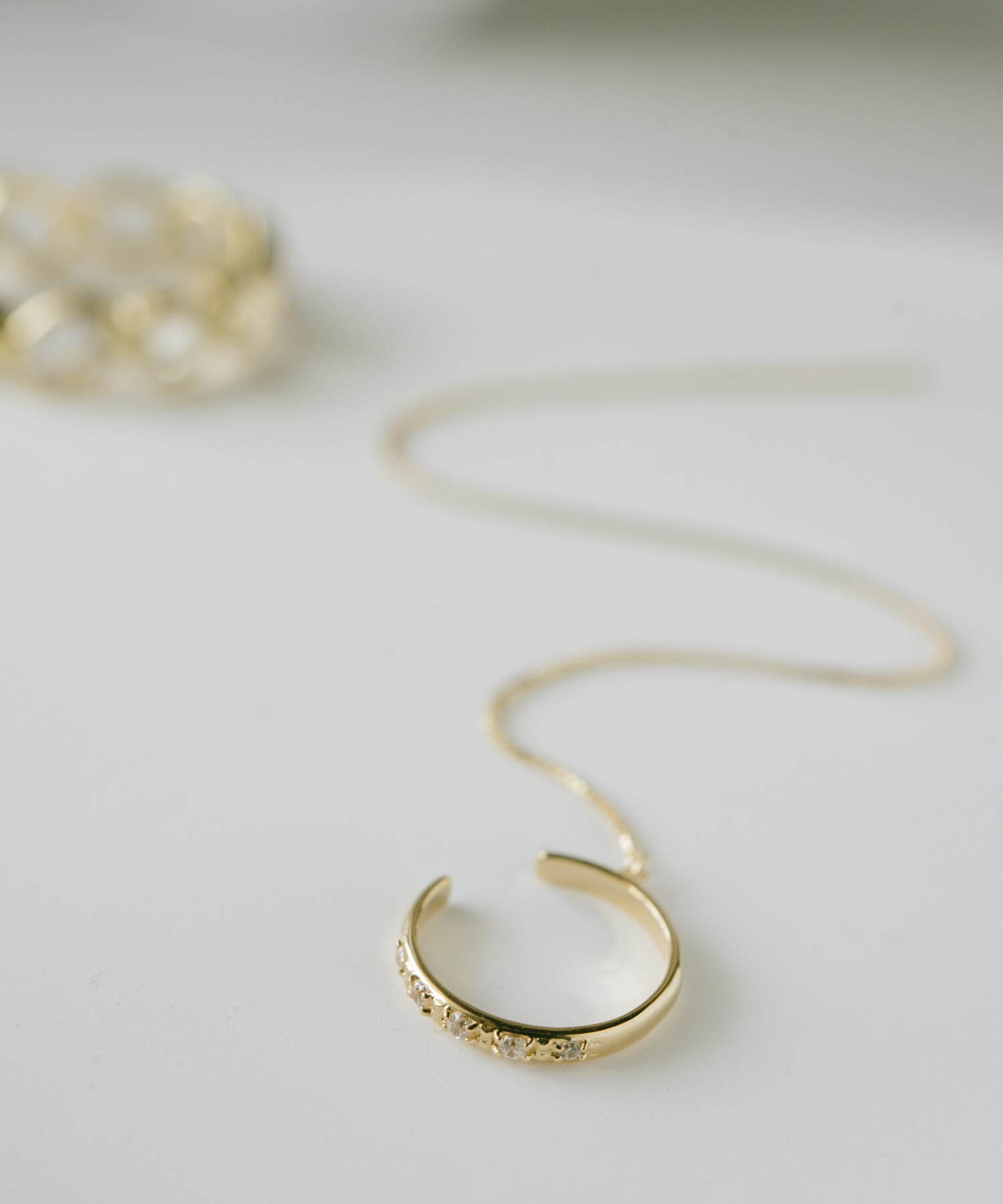 10K Gold Cubic Zirconia Hoop Chain Ear Cuff | FLUX-STR