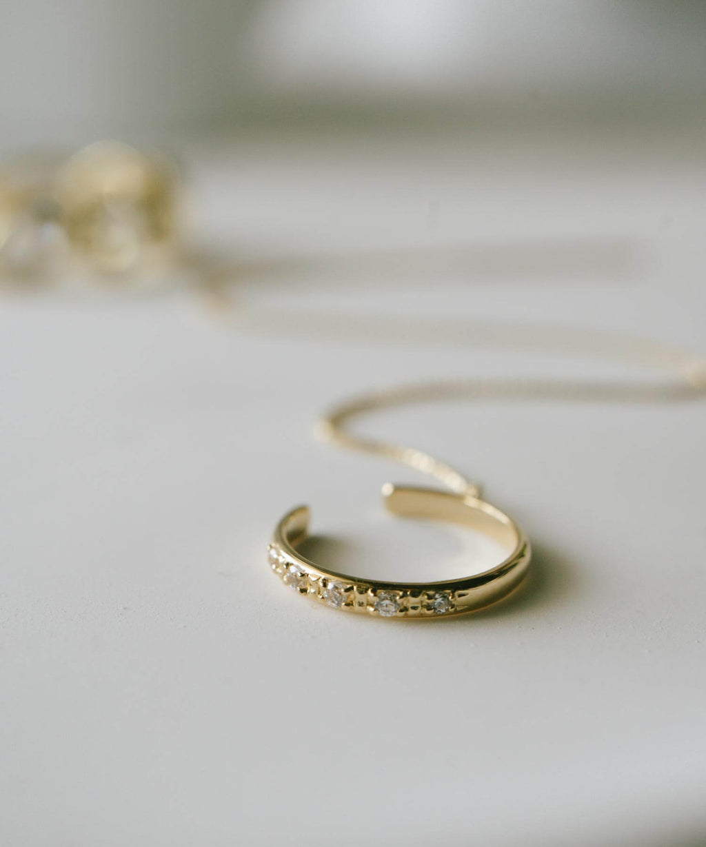 10K Gold Cubic Zirconia Hoop Chain Ear Cuff | FLUX-STR
