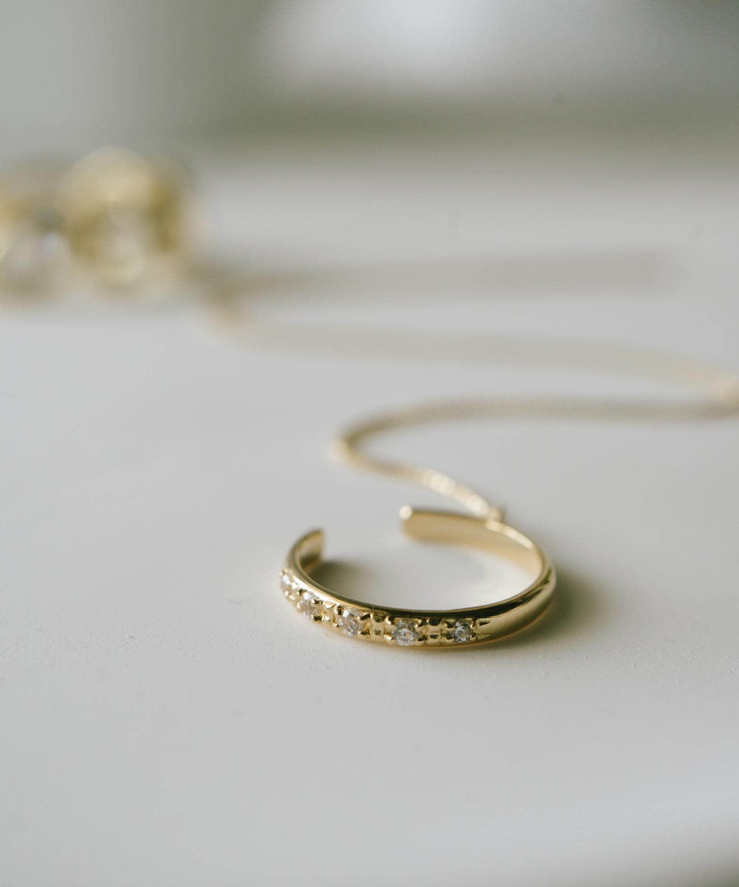 10K Gold Cubic Zirconia Hoop Chain Ear Cuff | FLUX-STR