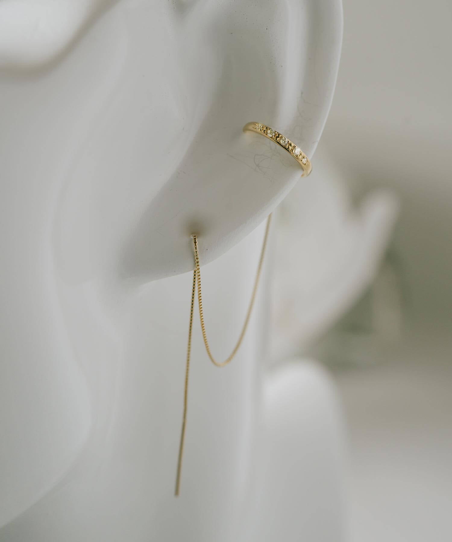 10K Gold Cubic Zirconia Hoop Chain Ear Cuff | FLUX-STR