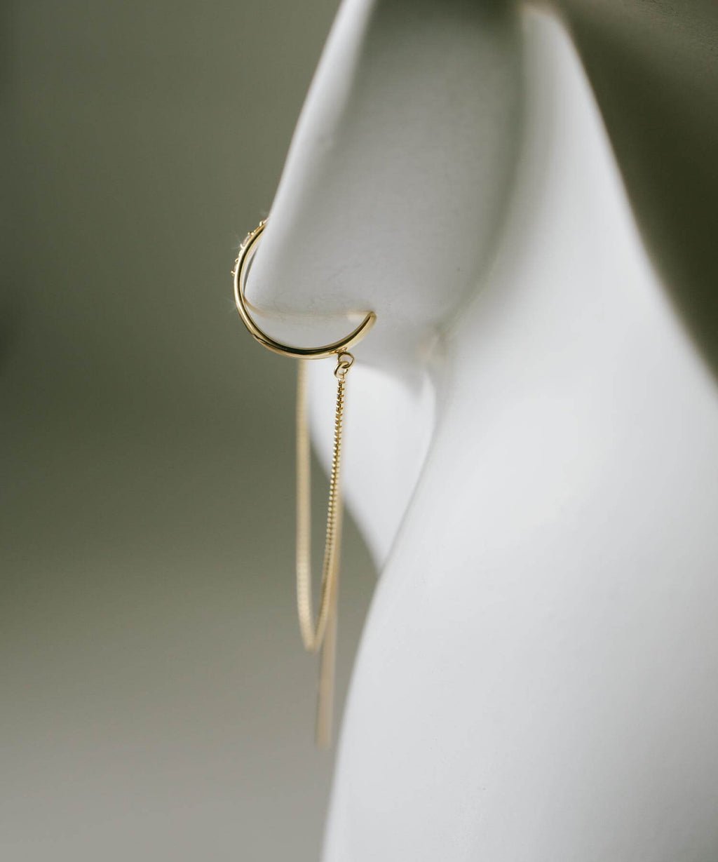 10K Gold Cubic Zirconia Hoop Chain Ear Cuff | FLUX-STR