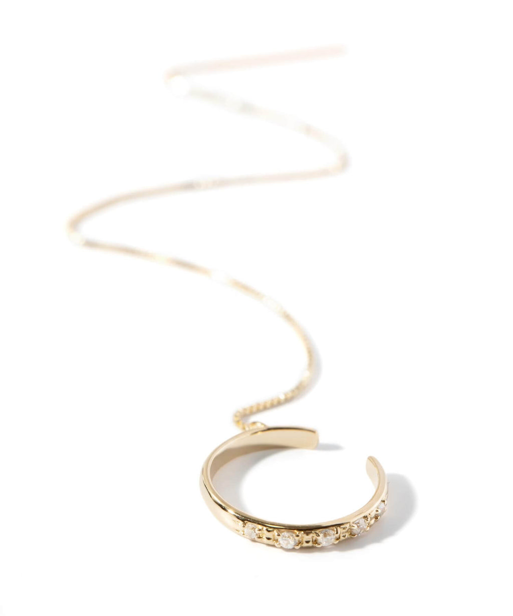 10K Gold Cubic Zirconia Hoop Chain Ear Cuff | FLUX-STR