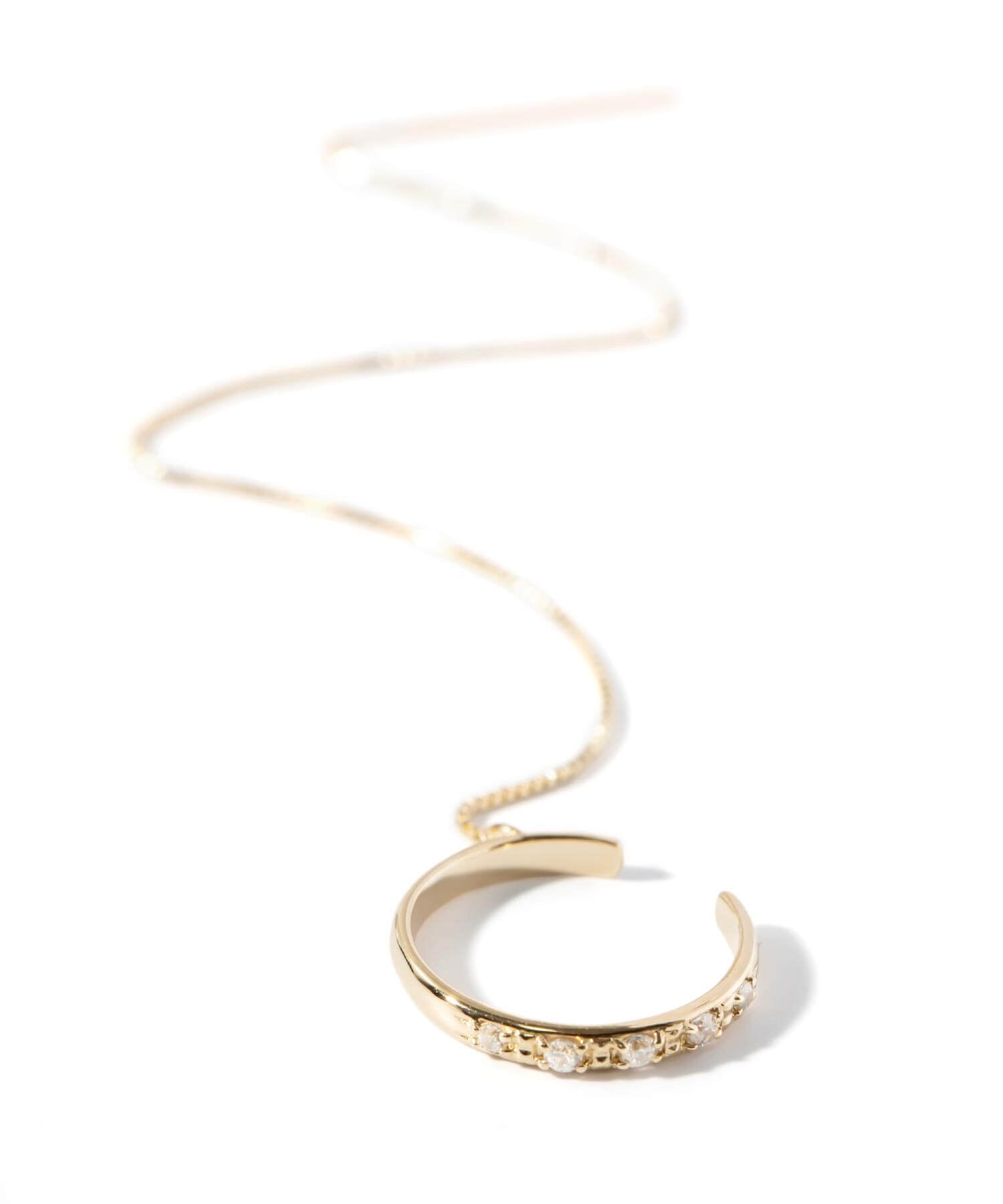 10K Gold Cubic Zirconia Hoop Chain Ear Cuff | FLUX-STR