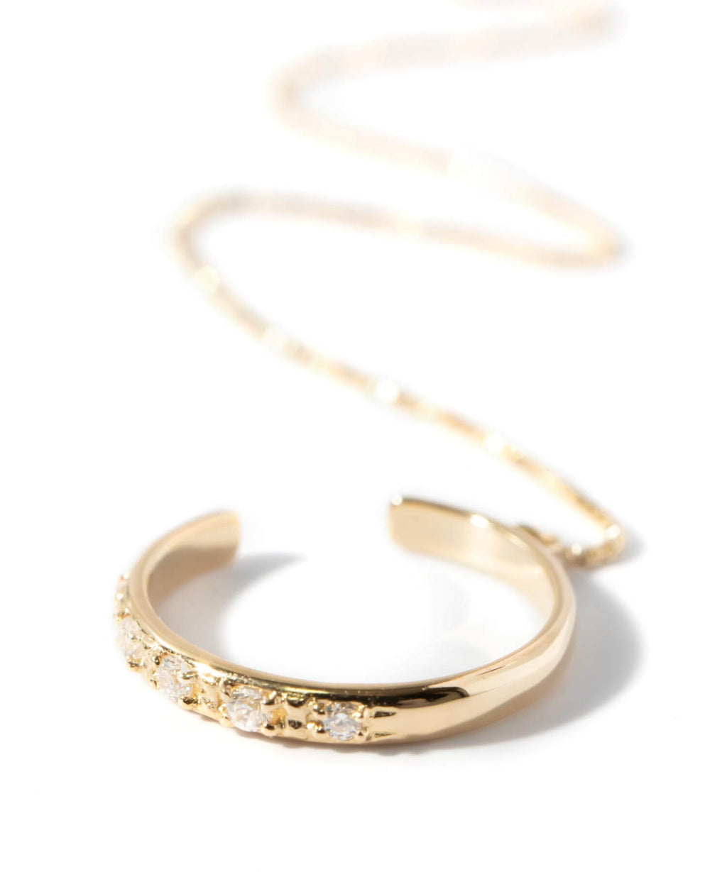 10K Gold Cubic Zirconia Hoop Chain Ear Cuff | FLUX-STR