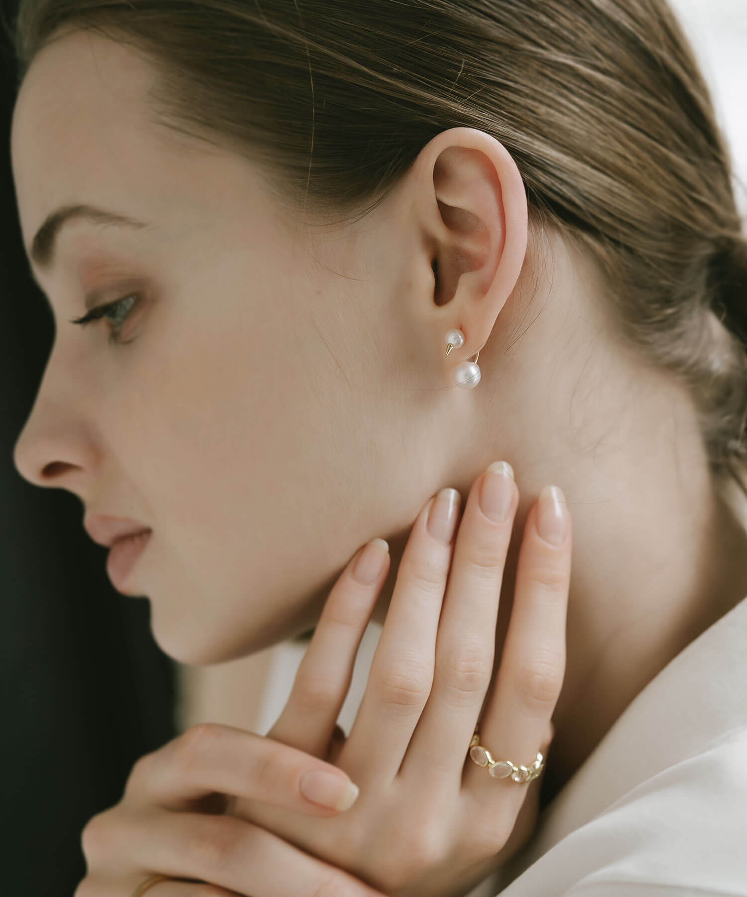 18K Gold Double Pearl Thorny Earrings | FOLLETTA