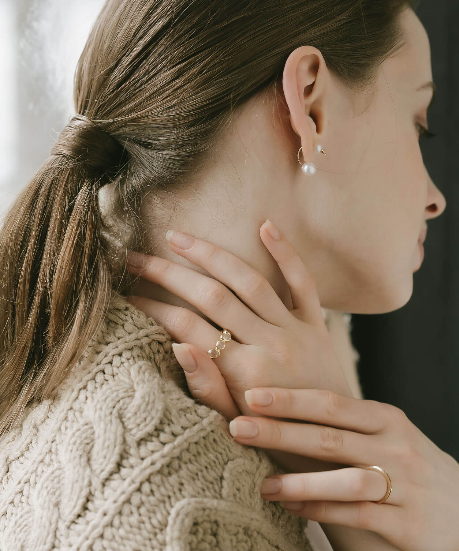 18K Gold Double Pearl Thorny Earrings | FOLLETTA