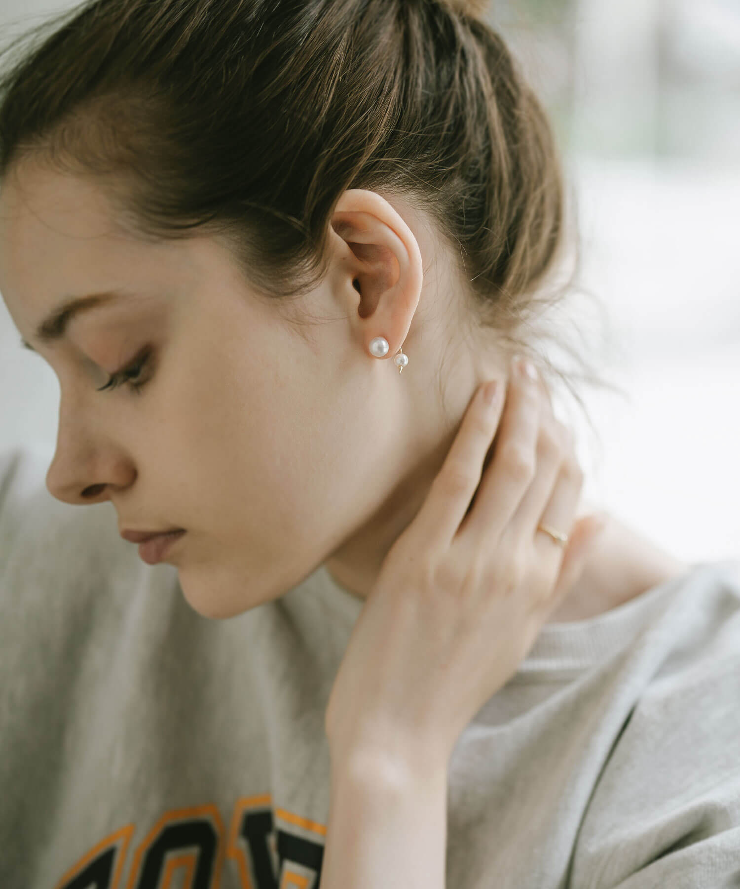 18K Gold Double Pearl Thorny Earrings | FOLLETTA