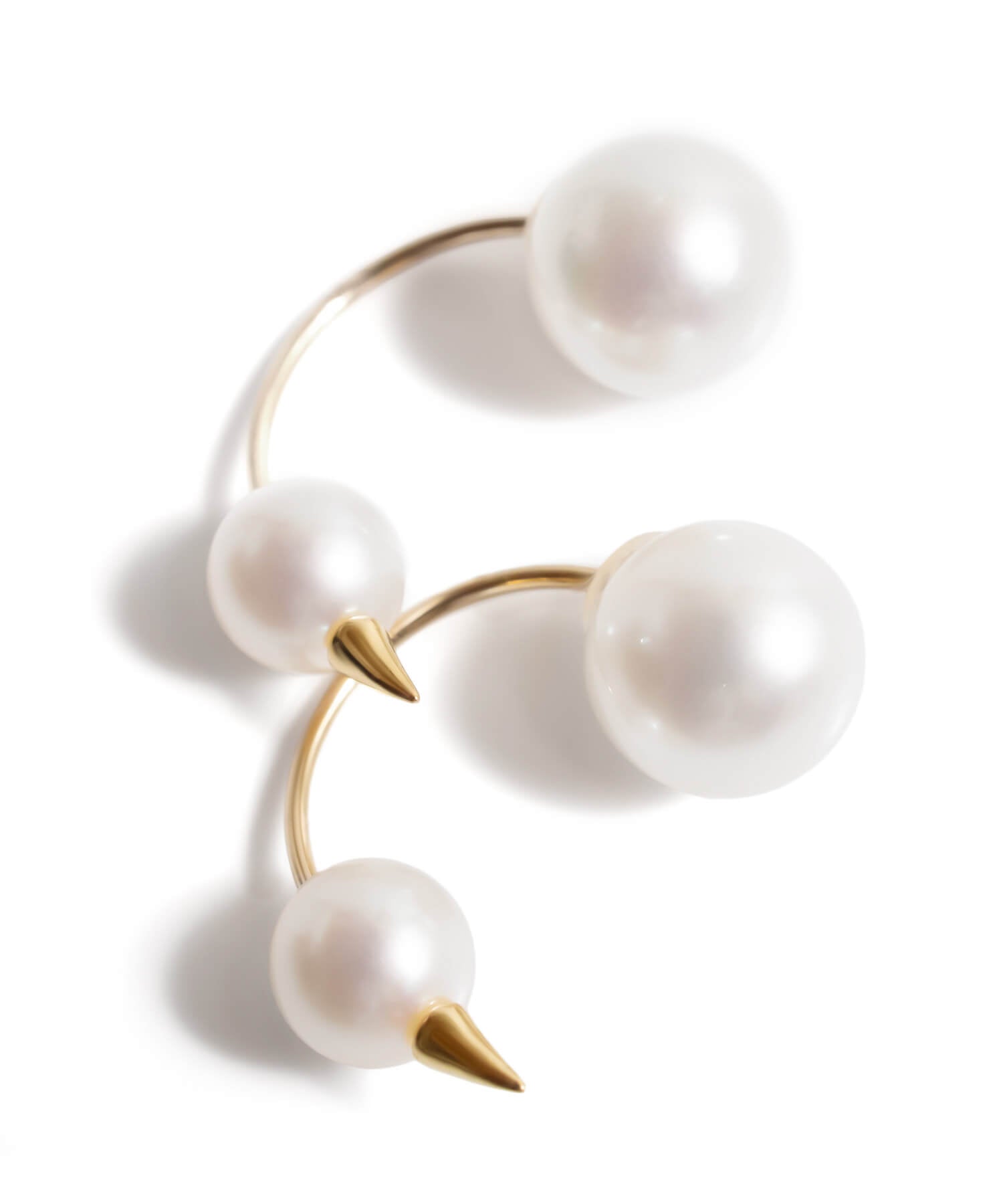 18K Gold Double Pearl Thorny Earrings | FOLLETTA