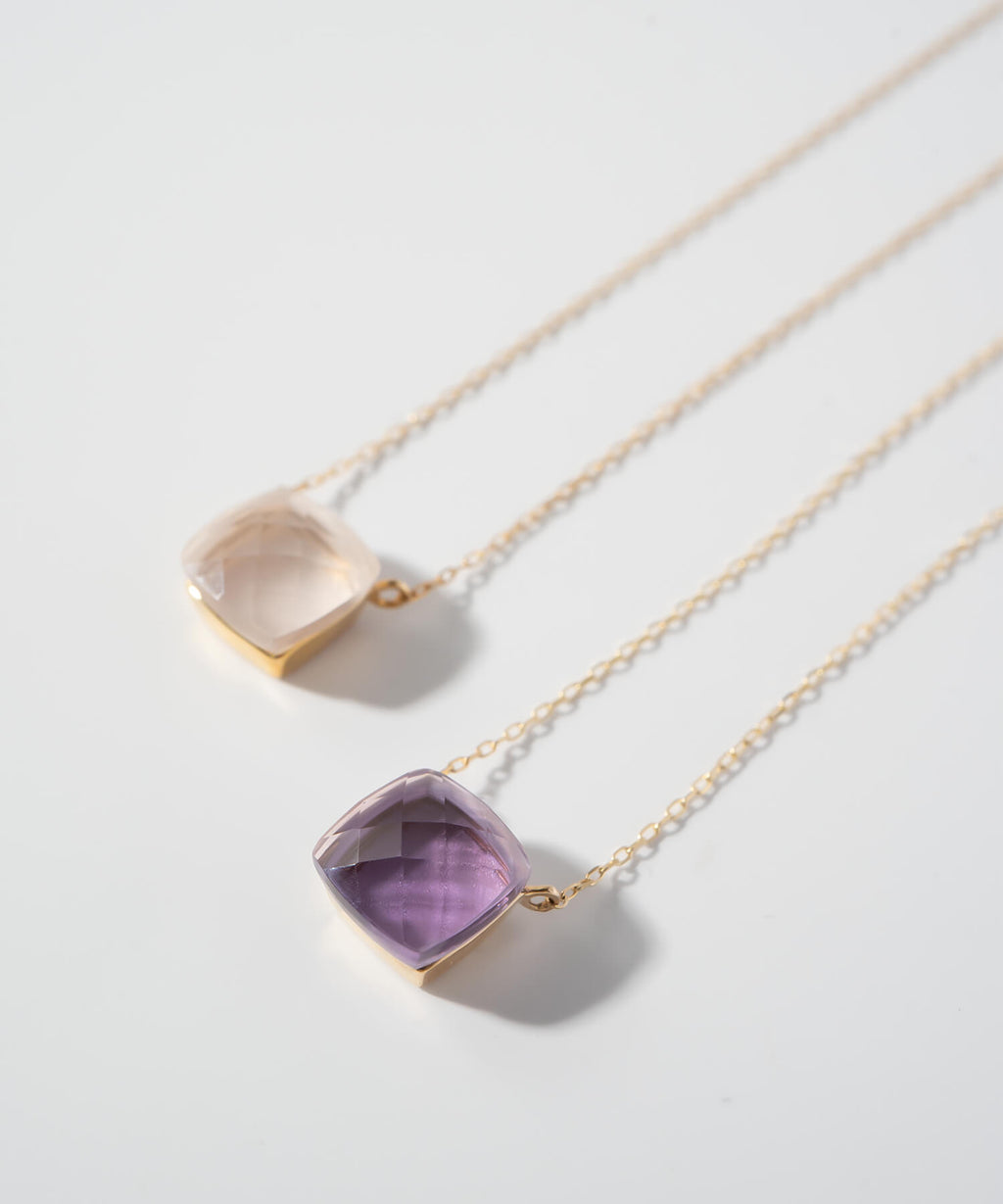 10K Gold Cushion Cut Gemstone Necklace | GLOA ARCA