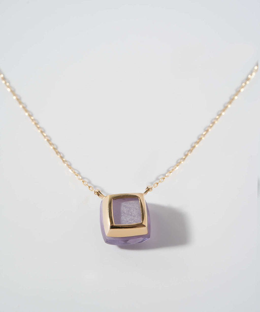 10K Gold Cushion Cut Gemstone Necklace | GLOA ARCA