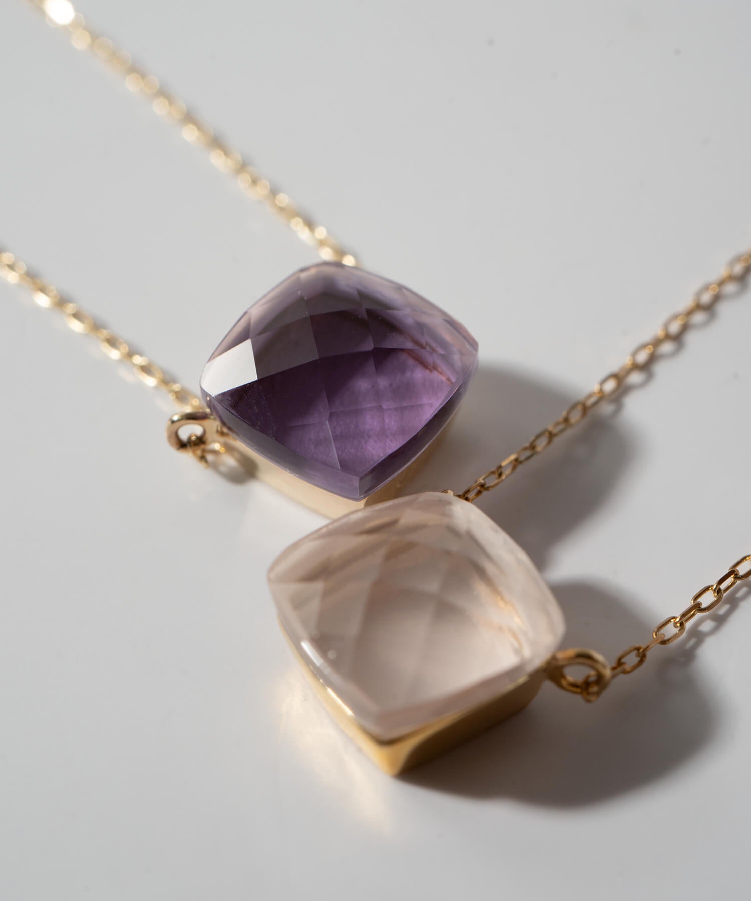 10K Gold Cushion Cut Gemstone Necklace | GLOA ARCA
