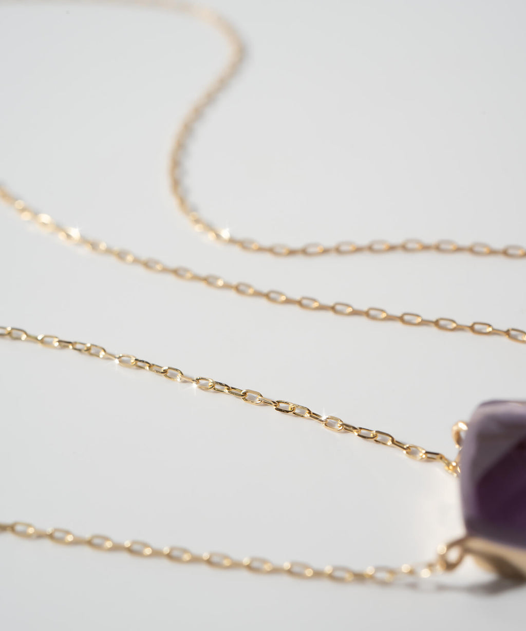 10K Gold Cushion Cut Gemstone Necklace | GLOA ARCA